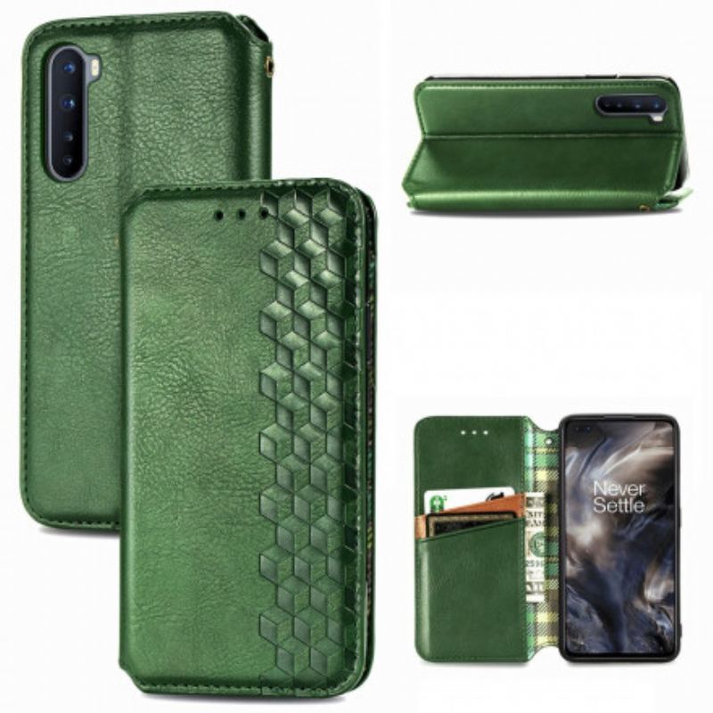 Capa De Celular Para OnePlus Nord Flip Textura Diamante Efeito Couro