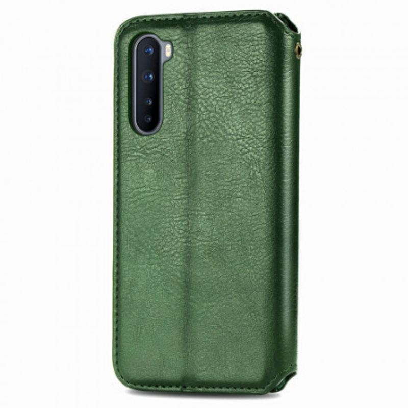 Capa De Celular Para OnePlus Nord Flip Textura Diamante Efeito Couro