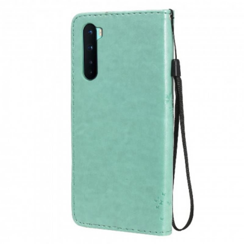 Capa Flip Para OnePlus Nord De Cordão Árvore E Gato Strappy