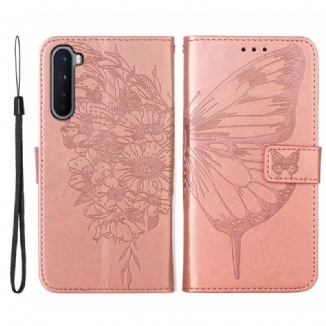 Capa Flip Para OnePlus Nord Desenho De Borboleta