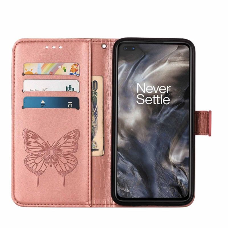 Capa Flip Para OnePlus Nord Desenho De Borboleta