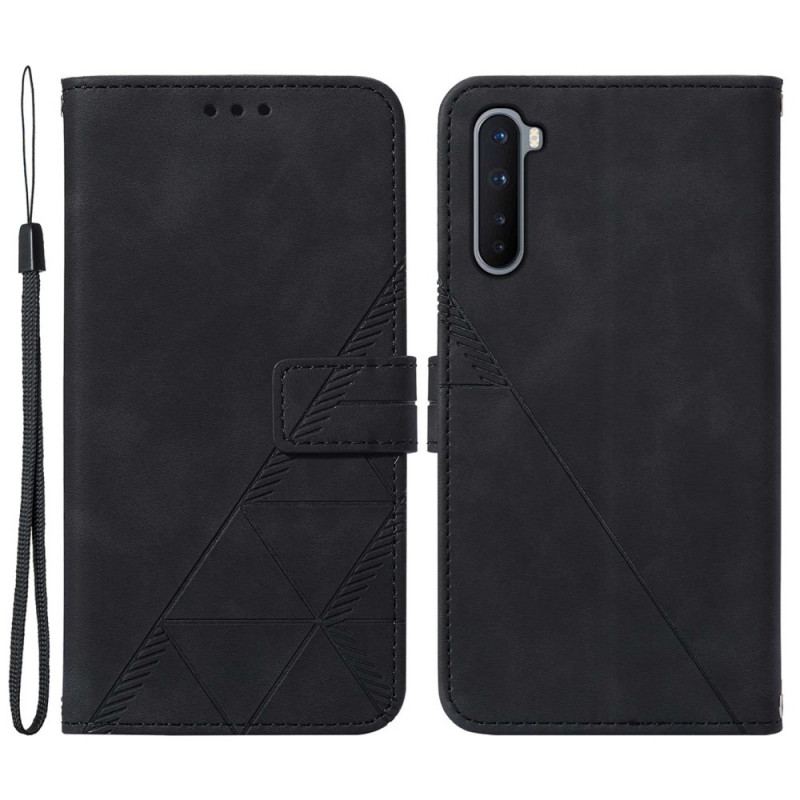 Capa Flip Para OnePlus Nord Efeito Couro Pirâmide