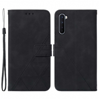 Capa Flip Para OnePlus Nord Efeito Couro Pirâmide