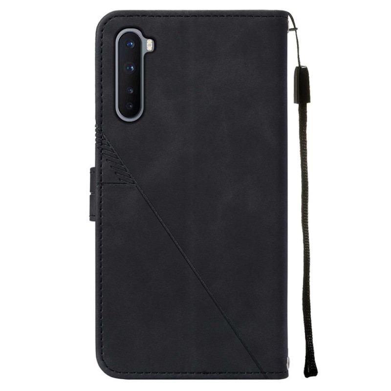 Capa Flip Para OnePlus Nord Efeito Couro Pirâmide