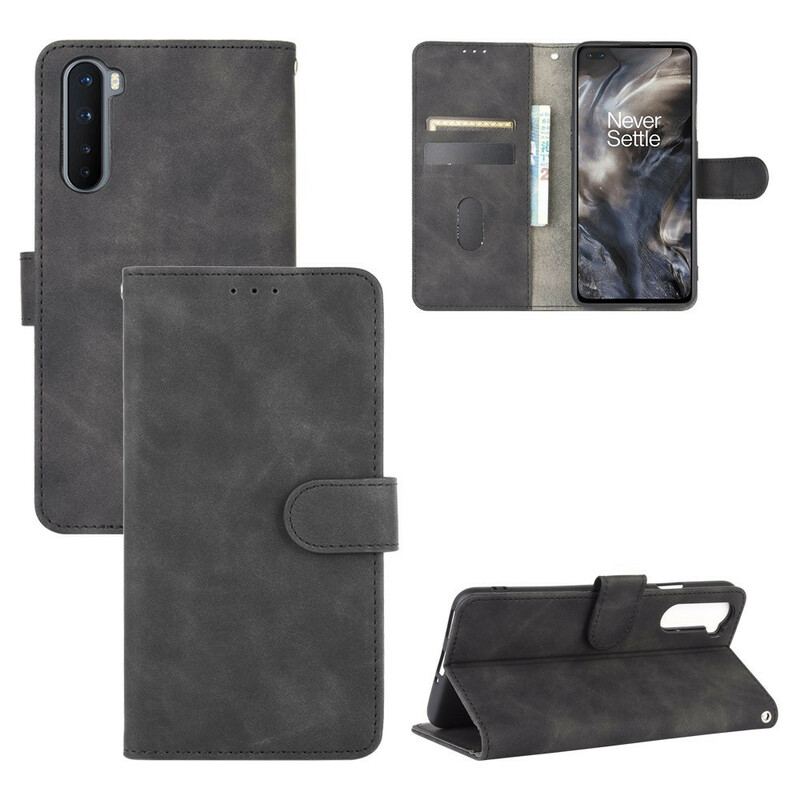 Capa Flip Para OnePlus Nord Efeito De Couro De Toque Suave