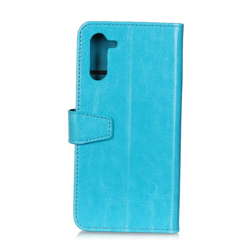 Capa Folio Para OnePlus Nord Efeito Couro Brilhante Simples