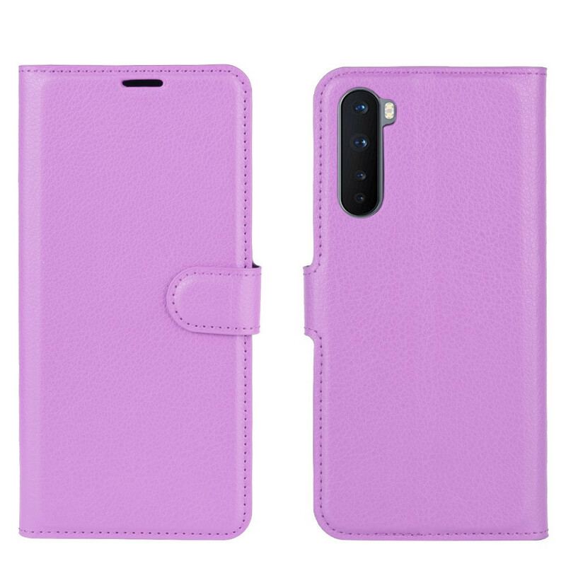 Capa Folio Para OnePlus Nord Efeito Lichia Clássico