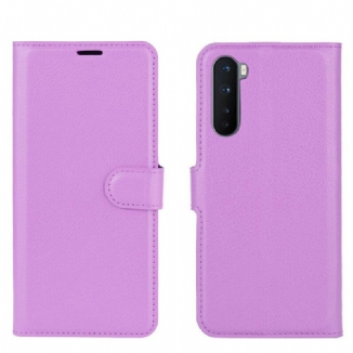 Capa Folio Para OnePlus Nord Efeito Lichia Clássico