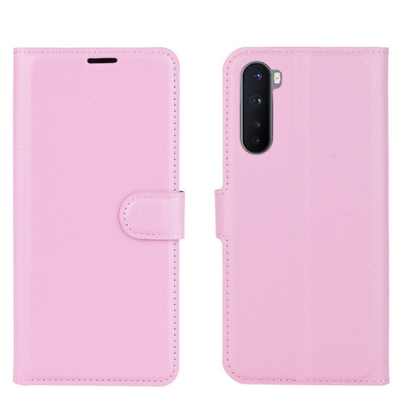 Capa Folio Para OnePlus Nord Efeito Lichia Clássico