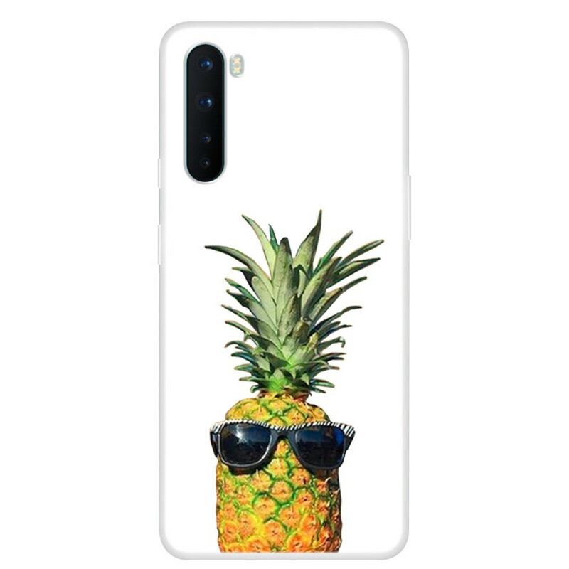 Capa Para OnePlus Nord Abacaxi Transparente Com Óculos