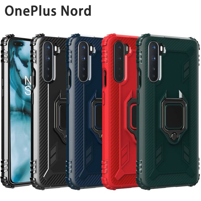 Capa Para OnePlus Nord Anel E Fibra De Carbono