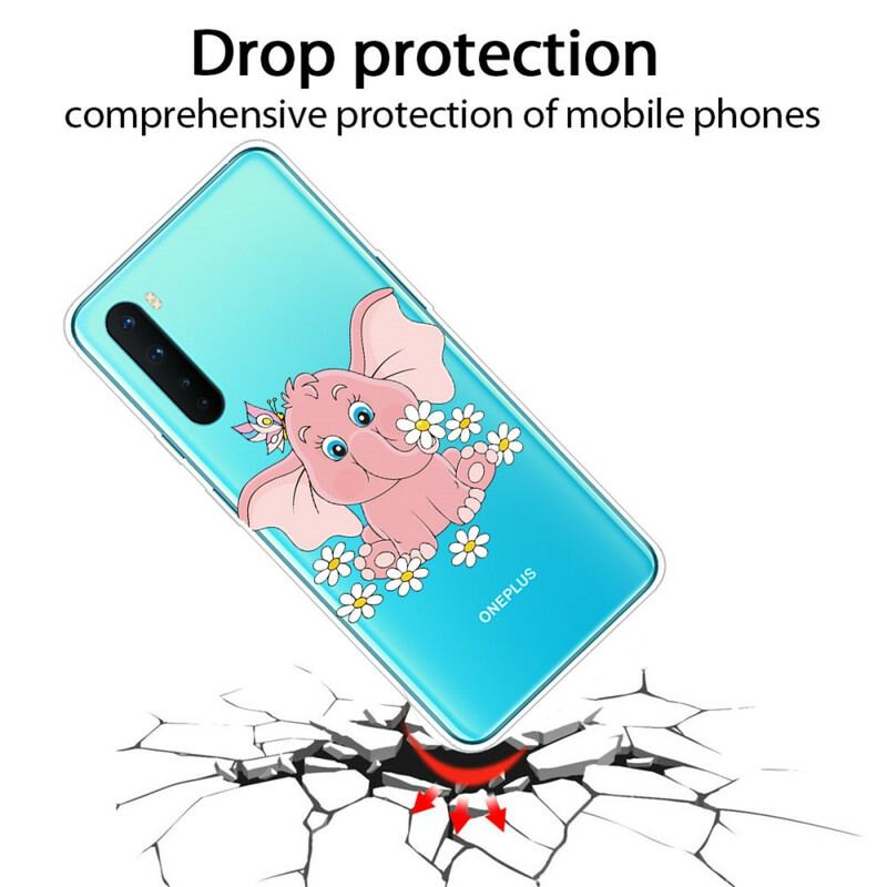 Capa Para OnePlus Nord Elefante Rosa Sem Costura