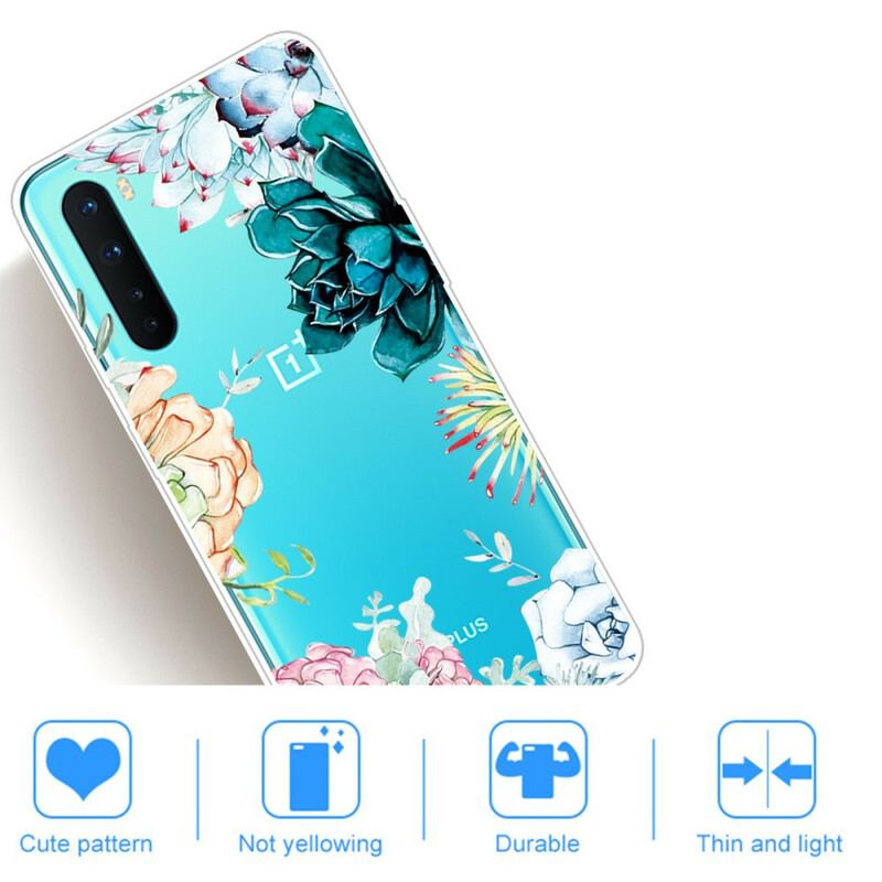 Capa Para OnePlus Nord Flores Em Aquarela Sem Costura