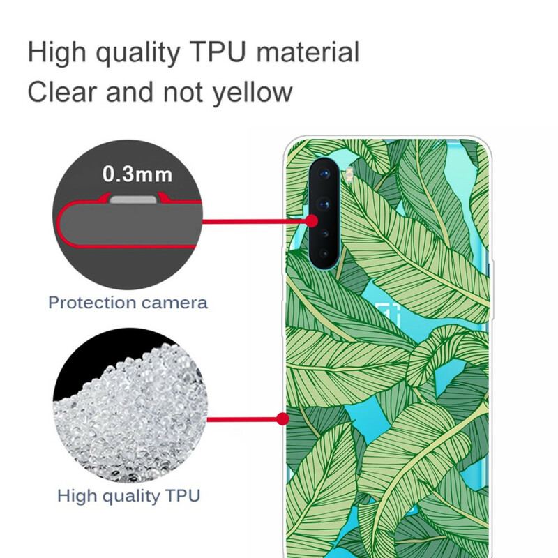 Capa Para OnePlus Nord Folhas De Gráficos Transparentes