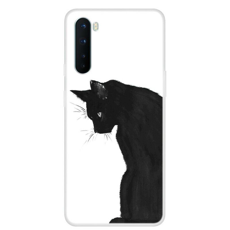 Capa Para OnePlus Nord Gato Preto Pensativo