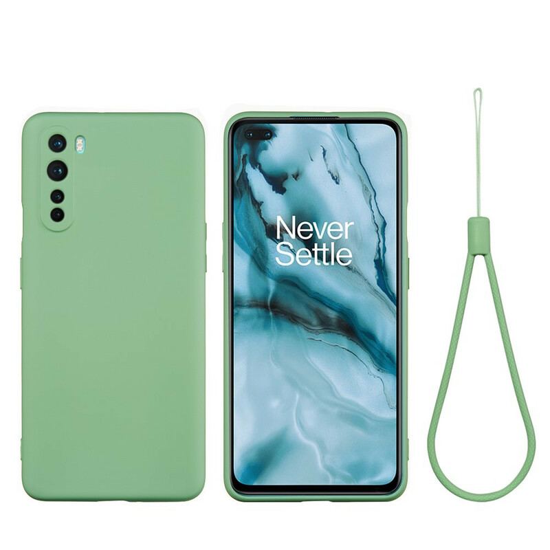 Capa Para OnePlus Nord Silicone Líquido Com Cordão