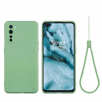 Capa Para OnePlus Nord Silicone Líquido Com Cordão