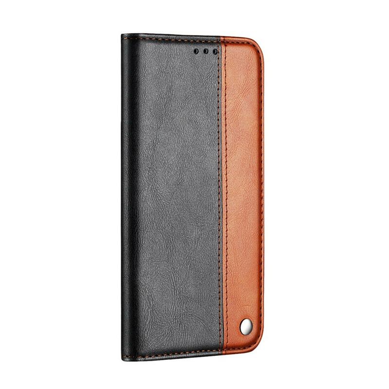 Capa De Celular Para Samsung Galaxy S20 Flip Efeito De Couro De Dois Tons