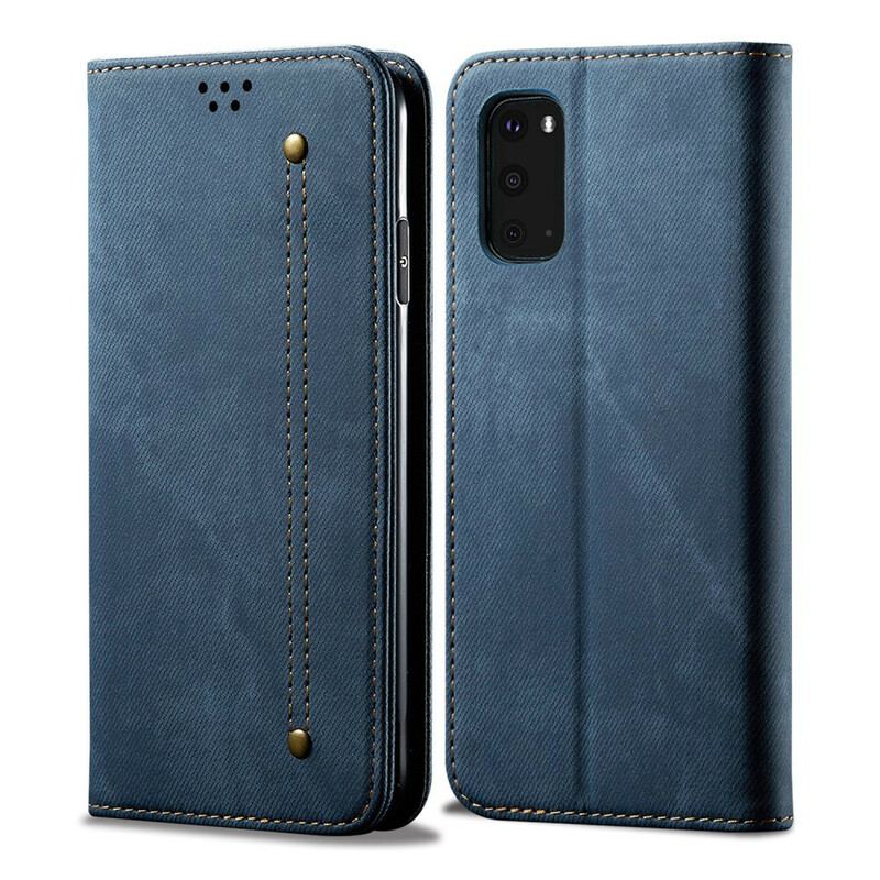 Capa De Celular Para Samsung Galaxy S20 Flip Tecido Jeans