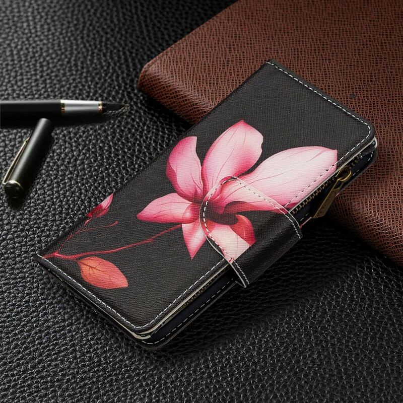 Capa De Couro Para Samsung Galaxy S20 Bolso Com Zíper Flor