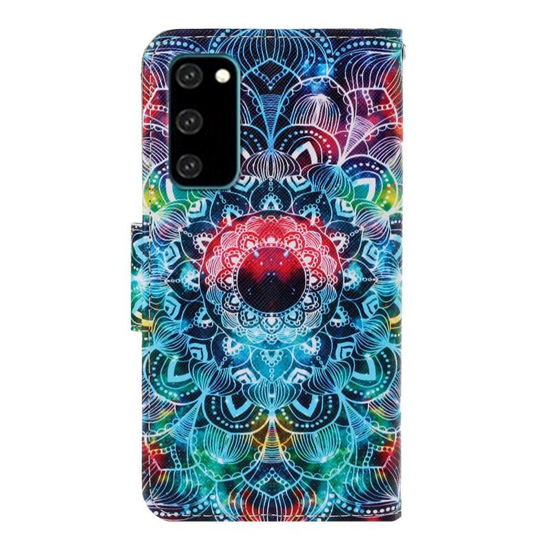 Capa De Couro Para Samsung Galaxy S20 De Cordão Mandala De Tiras Chamativas