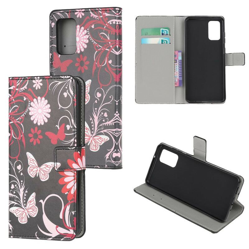 Capa Flip Para Samsung Galaxy S20 Borboletas E Flores