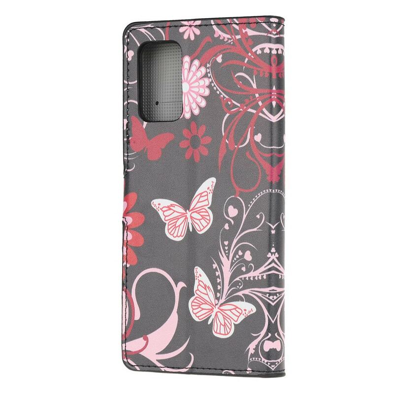 Capa Flip Para Samsung Galaxy S20 Borboletas E Flores