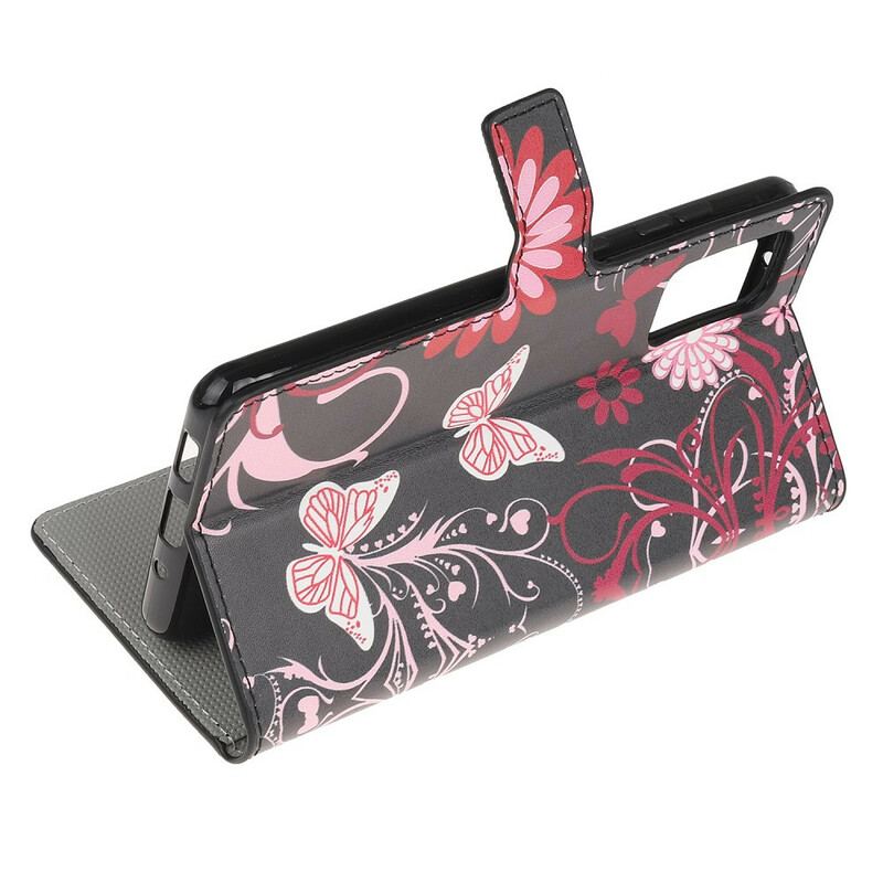 Capa Flip Para Samsung Galaxy S20 Borboletas E Flores