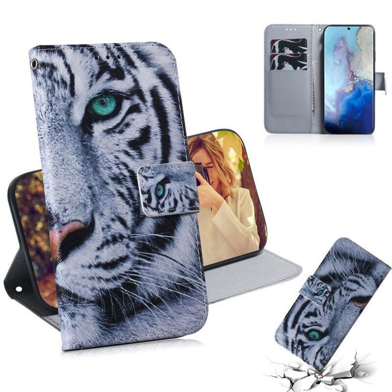 Capa Flip Para Samsung Galaxy S20 Cara De Tigre