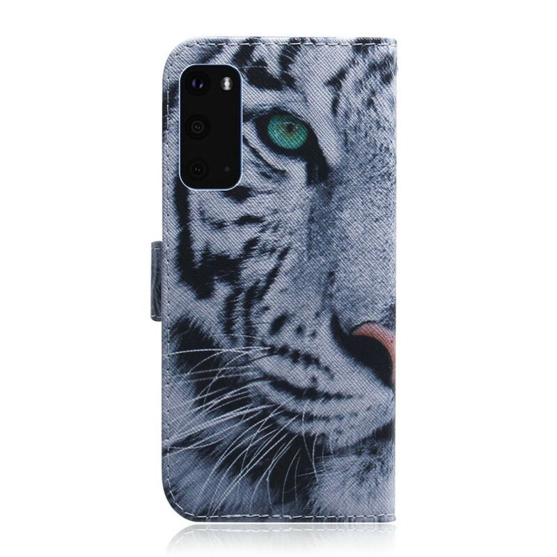 Capa Flip Para Samsung Galaxy S20 Cara De Tigre