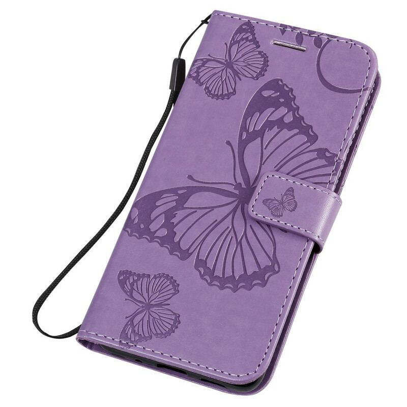 Capa Flip Para Samsung Galaxy S20 De Cordão Borboletas Gigantes