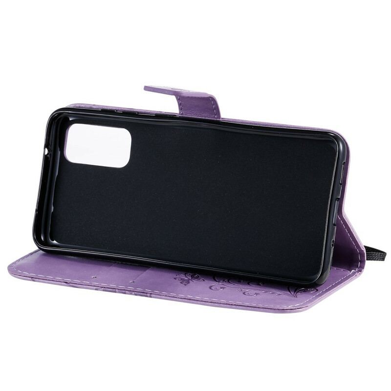 Capa Flip Para Samsung Galaxy S20 De Cordão Borboletas Gigantes