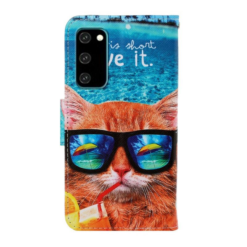 Capa Flip Para Samsung Galaxy S20 De Cordão Cat Live It Strappy