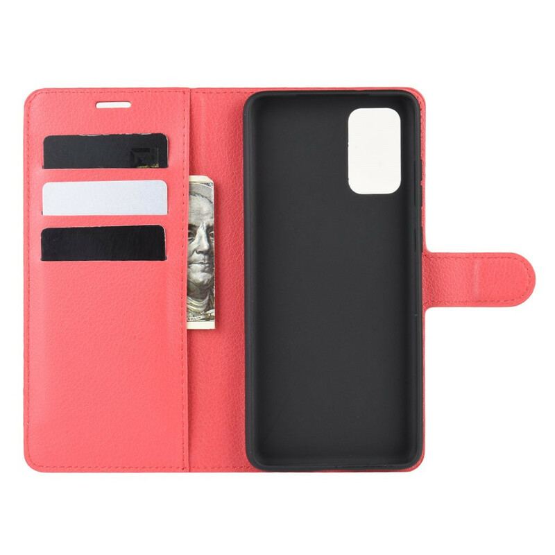 Capa Flip Para Samsung Galaxy S20 Couro Sintético De Lichia Clássico