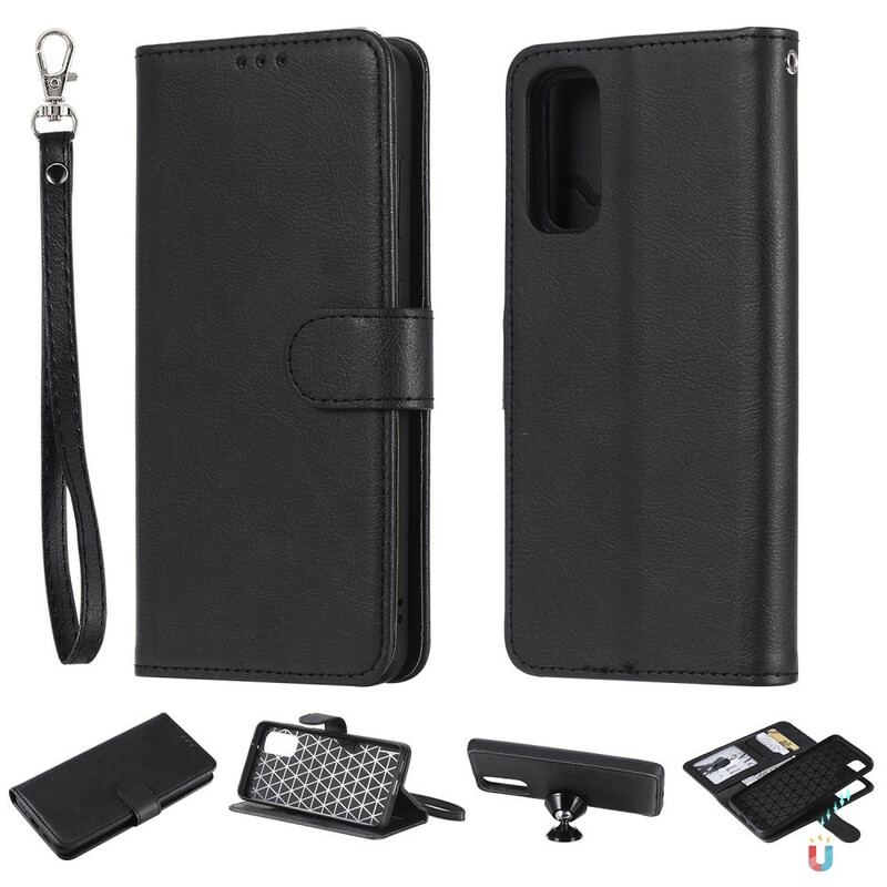 Capa Capa Flip Para Samsung Galaxy S20 Destacável E Cordão