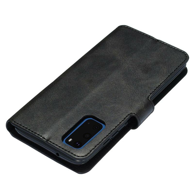 Capa Flip Para Samsung Galaxy S20 Efeito De Couro Fosco