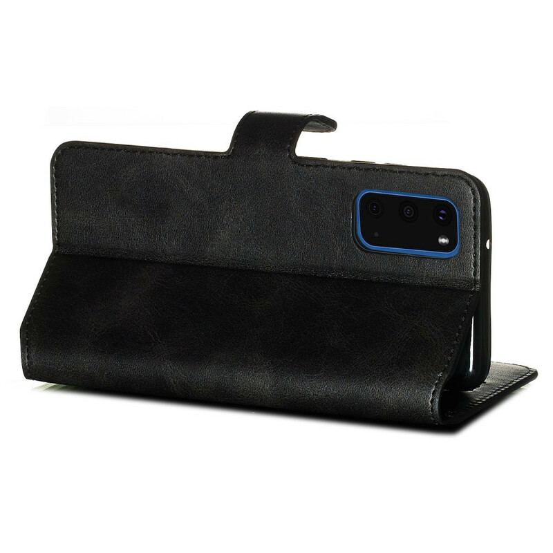 Capa Flip Para Samsung Galaxy S20 Efeito De Couro Fosco