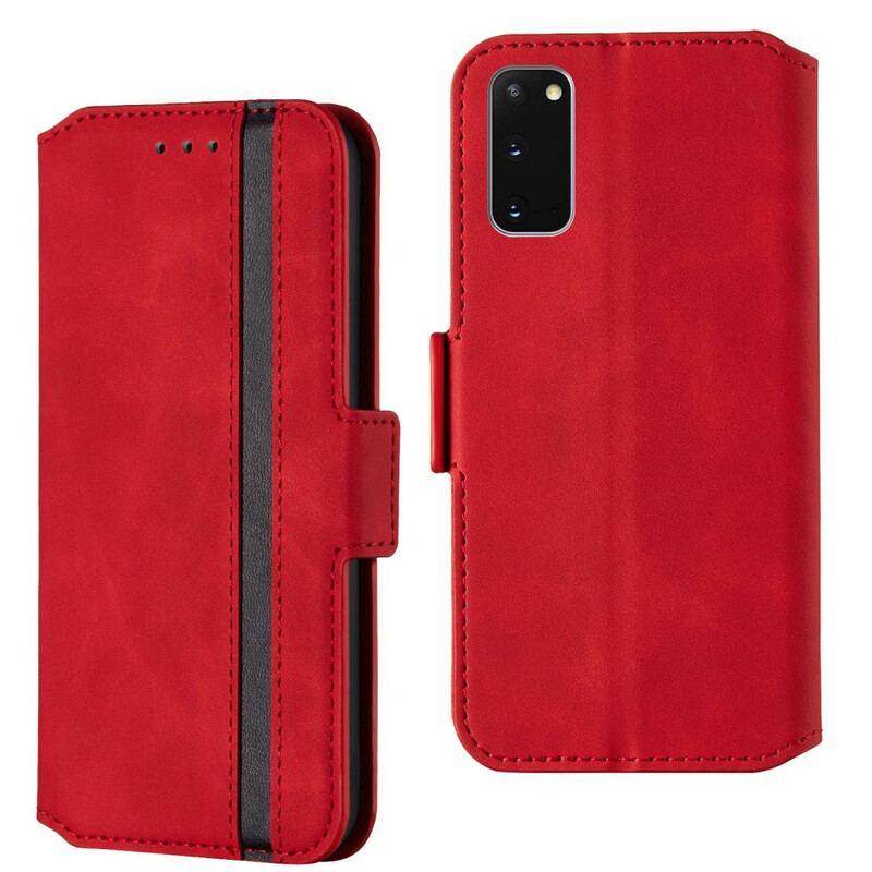 Capa Flip Para Samsung Galaxy S20 Linha Vertical De Dois Tons