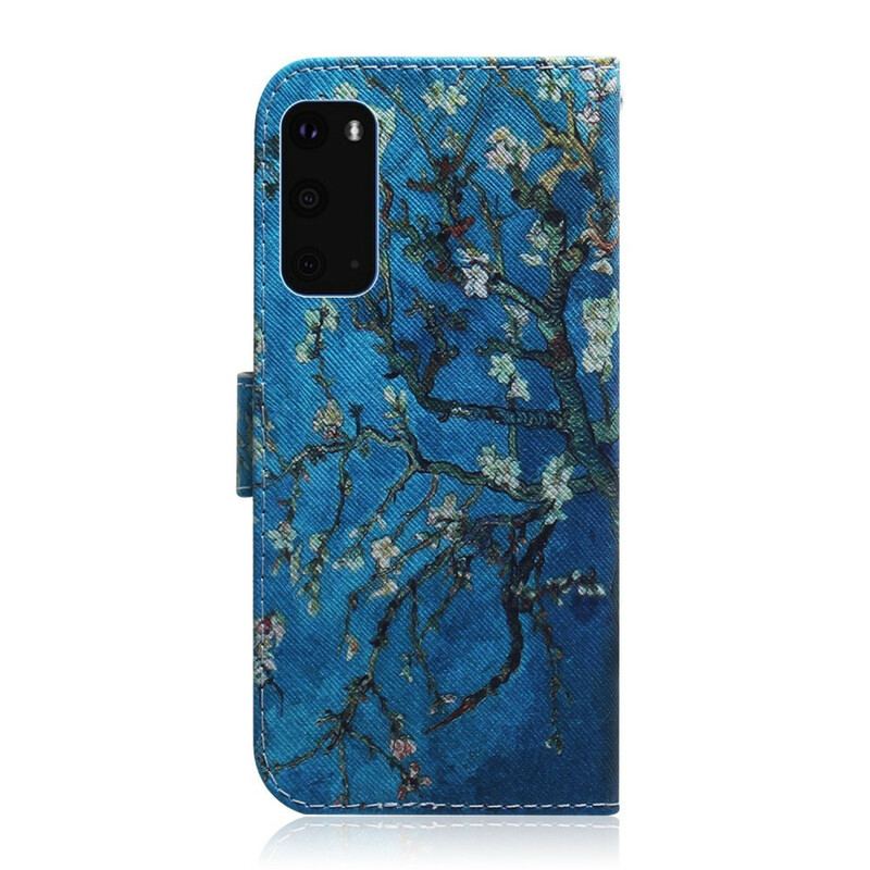 Capa Flip Para Samsung Galaxy S20 Ramo De Árvore Florido