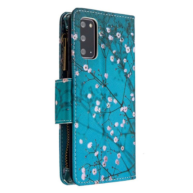 Capa Folio Para Samsung Galaxy S20 Bolso De Árvore Com Zíper