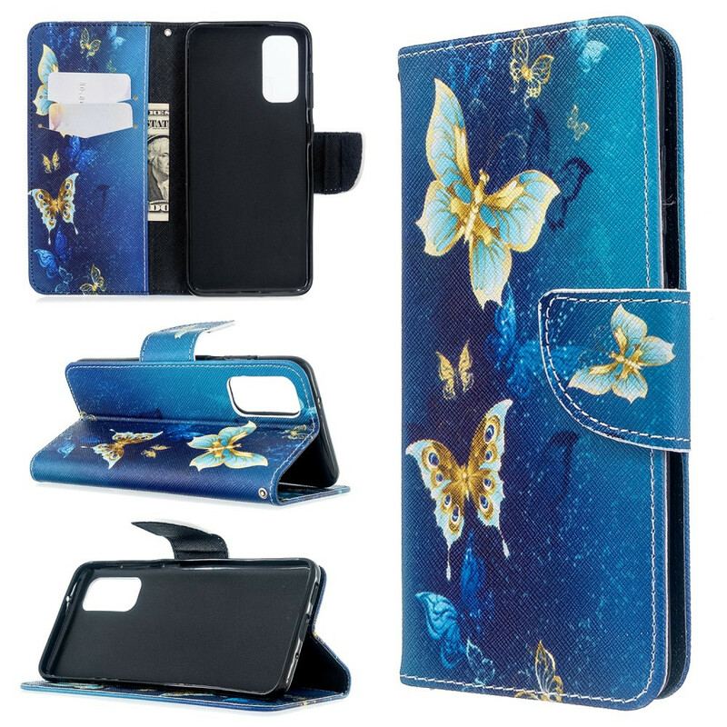 Capa Folio Para Samsung Galaxy S20 Borboletas Reis