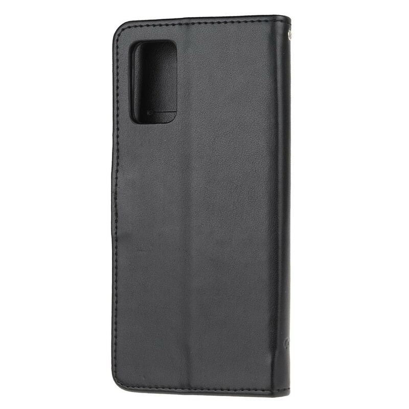 Capa Folio Para Samsung Galaxy S20 De Cordão Borboletas Discretas Com Alça