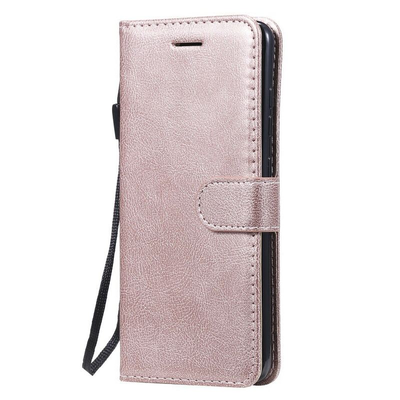 Capa Folio Para Samsung Galaxy S20 De Cordão Efeito De Couro Com Tiras