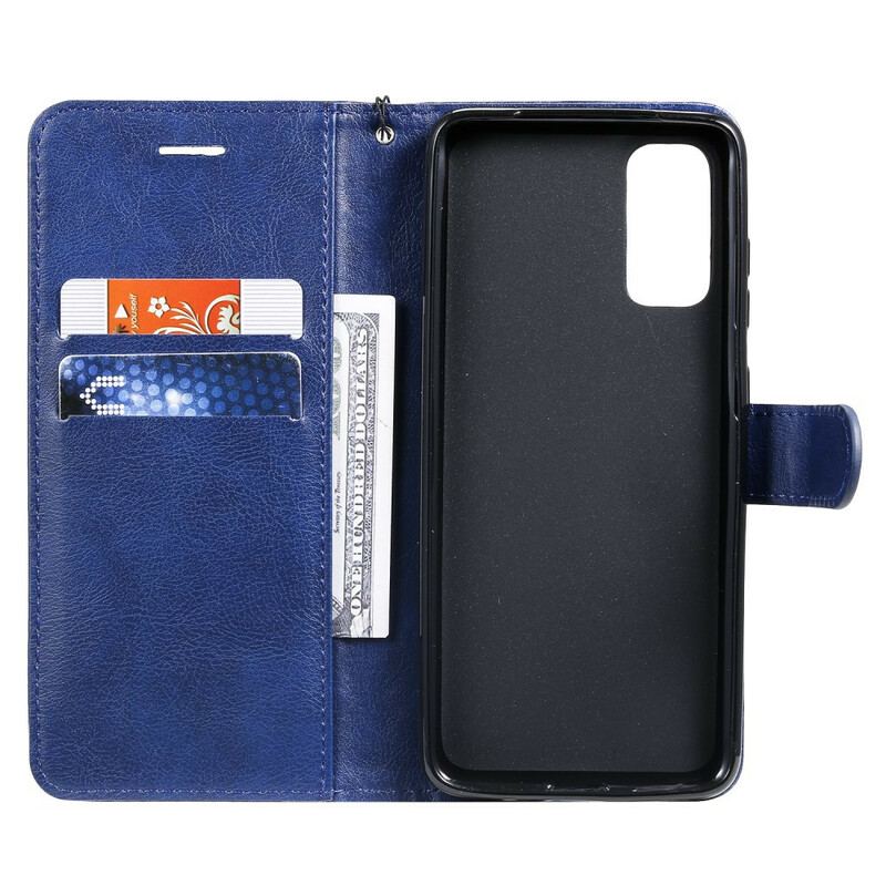 Capa Folio Para Samsung Galaxy S20 De Cordão Efeito De Couro Com Tiras