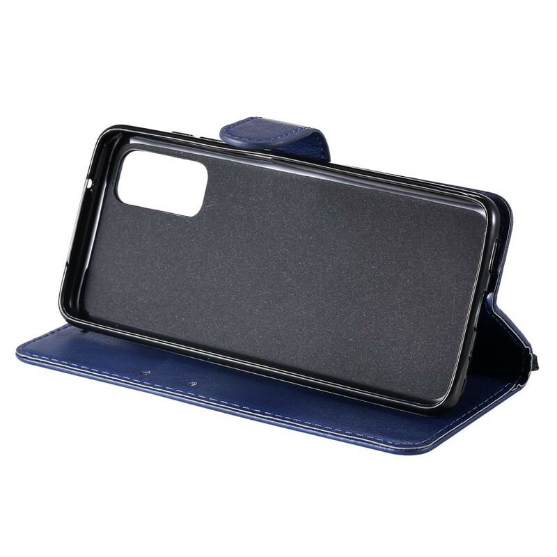 Capa Folio Para Samsung Galaxy S20 De Cordão Efeito De Couro Com Tiras