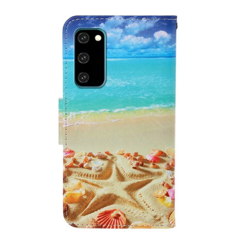 Capa Folio Para Samsung Galaxy S20 De Cordão Praia Da Corda