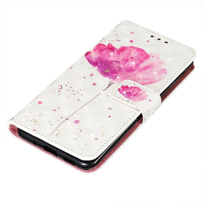 Capa Capa Folio Para Samsung Galaxy S20 Papoula Aquarela