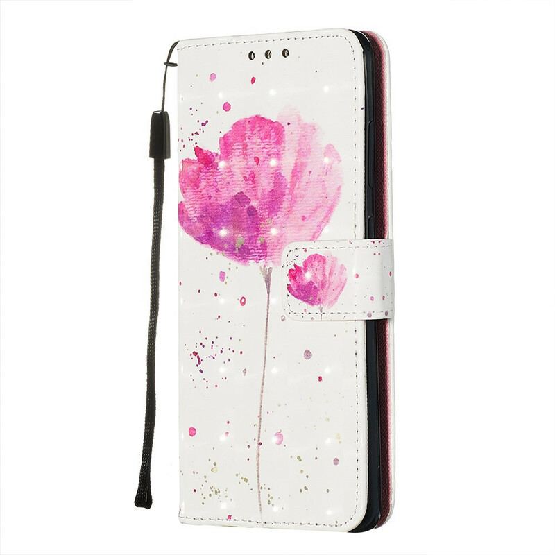 Capa Capa Folio Para Samsung Galaxy S20 Papoula Aquarela