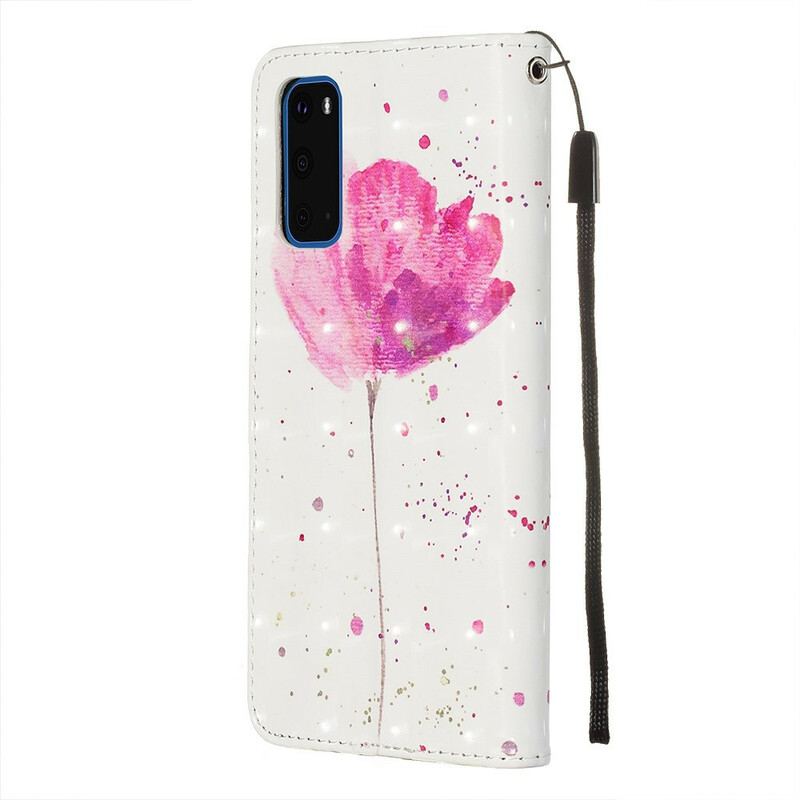 Capa Capa Folio Para Samsung Galaxy S20 Papoula Aquarela