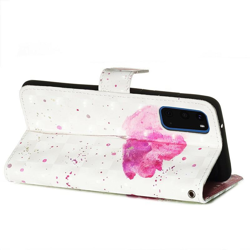 Capa Capa Folio Para Samsung Galaxy S20 Papoula Aquarela